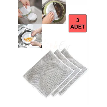 Premium Çift Katlı Çizilmez Tel Bulaşık Bezi Seti – Mutfak & Banyo Çelik Temizleme
