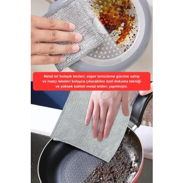 Premium Çift Katlı Çizilmez Tel Bulaşık Bezleri – 10 Adet