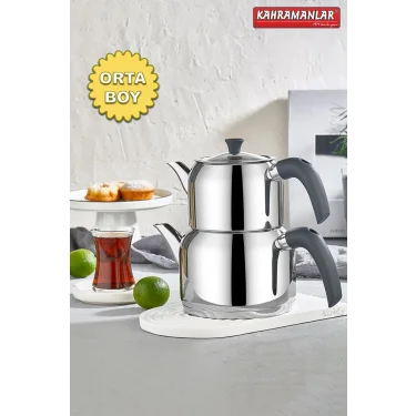 Delux Soft Premium Çaydanlık Seti – 4 Parça, Orta Boy, Antrasit