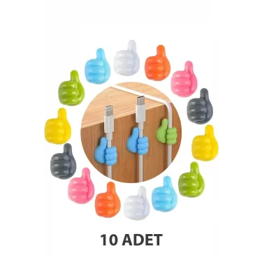 Premium 10lu El Hareketi Kanca – Çok Fonksiyonlu Yapışkanlı Kablo Tutucu