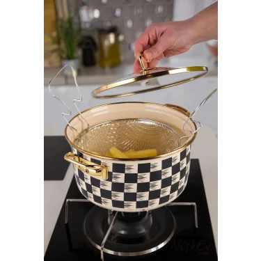 Milano Dama Kızartma Tenceresi Siyah 22 cm 4,5 lt