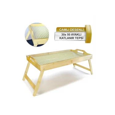 Lüks Çerçeveli Bambu Katlanır Yatak Tepsisi – Portatif Konfor