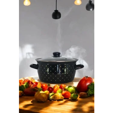 Lüks Siyah Desenli Kızartma Tencere – 22 cm, 4,5 Lt