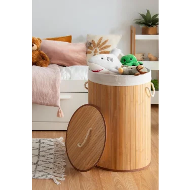Bambu Luxury Round Laundry Basket – Çok Amaçlı Organik Düzenleme Sepeti