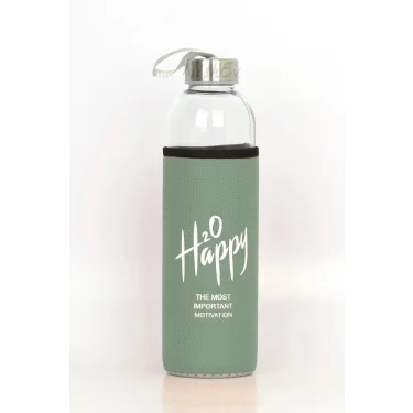 Premium Fıstık Yeşili Kılıflı Cam Matara 750 ml – Lüks ve Sağlıklı Taşıma