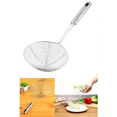 Lüks Çelik Kızartma Kevgir – Yağ Süzgeci ile Profesyonel Mutfak Aksesuarı