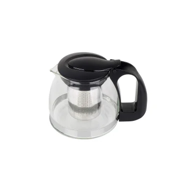 Prestijli Renkli Cam Süzgeçli Demlik 700 ml – Siyah