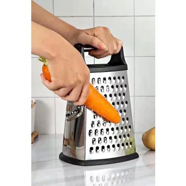 Lüks 4-Fonksiyonlu Çelik El Rendesi - Silikon Tabanlı Mutfak Mükemmelliği