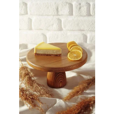 Lüks Ahşap Yuvarlak Ayaklı Pasta Sunum Tabağı
