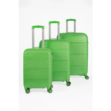 LuxeGreen 3lü Valiz Seti – Ultra Dayanıklı 360° Tekerlekli