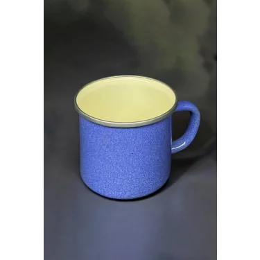 İtalyan Premium Emaye Kampçı Kupa – 450 ml – Mavi Elegance