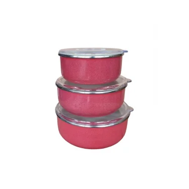 Lüks İtalyan Emaye Mutfak Saklama Seti – Kırmızı 3lü 14/16/18 cm