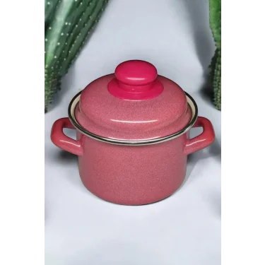 İtalyan Emaye Lüks Mini Derin Tencere – 12 cm, 900 ml, Kırmızı