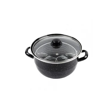 Lüks Emaye Kızartma Tenceresi Siyah 24 cm – 4.5L