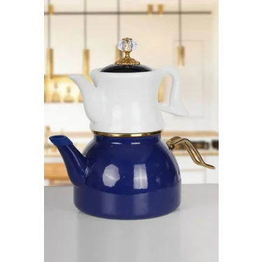 Dufy Lacivert Lüks Porselen Çaydanlık Seti