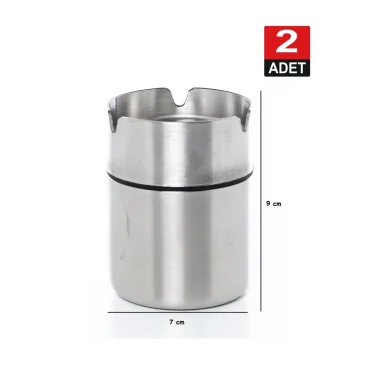 Lüks Paslanmaz Çelik Dekoratif Küllük – 2 Adet, Kokusuz & Dayanıklı