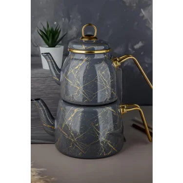 Protokol London Kırık Mermer Dokunuşlu Şık Çaydanlık Seti