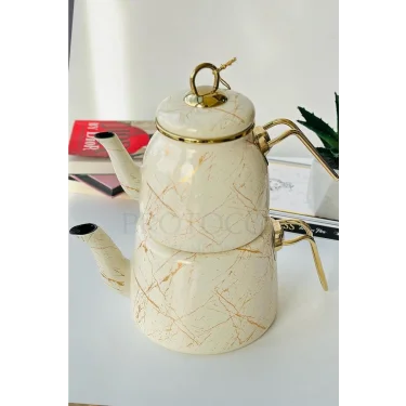 Prestij Kırık Mermer Çaydanlık Takımı – Emaye Lüks Serisi