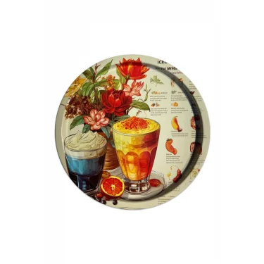 Premium 35 cm Metal Yuvarlak Tepsi – Özel Tasarım