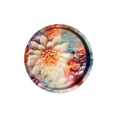 Lüks Metal Yuvarlak Tasarım Tepsi – 35 cm