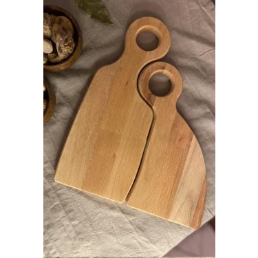 İnce Dokunuşlu Ahşap Analı Kızlı Sunum Tahtası – Şık 2li Çift