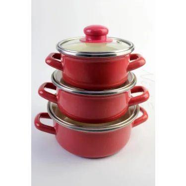 Protocol London 12/14/16 cm Lüks Mini Emaye Tencere ve Saklama Kabı Seti