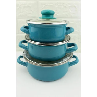 Protocol London 12/14/16 cm Mini Emaye Tencere Seti – Şık Çevre Dostu Çoklu Ocak Uyumu