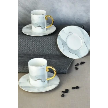 Lüks Porselen Kahve Fincanı Seti – 6 Kişilik