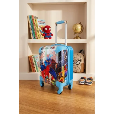 ABS Speedy Man Mavi Çocuk Valizi – 360° Dönen Şık Karakter Tasarımı
