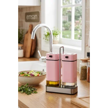 Emsan Plaza Elegance Baby Pink Standlı Yağlık & Sirkelik Seti