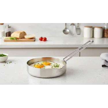 Premium 14 cm Yarım Çember Paslanmaz Çelik Çok Amaçlı Yumurta & Sos Tavası