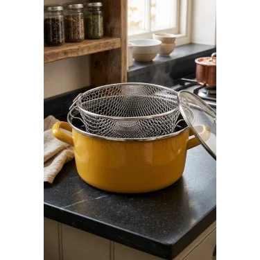 Prestige Emaye Fritöz Tenceresi 22 cm – 3,5 Litre – Sarı