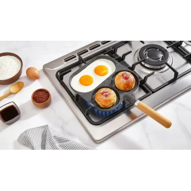 Premium Granit Döküm Çok Bölmeli Pancake & Yumurta Tavası