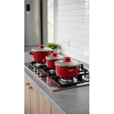 Protocol London 12/14/16 cm Lüks Mini Emaye Tencere ve Saklama Kabı Seti