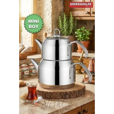 Delux Premium 4 Parça Çaydanlık Seti – Mini Boy Platin