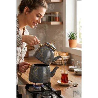 Elite Mermer Chic Çaydanlık Seti – Özel Tasarım & Uzun Ömür