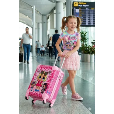 Lüks Kız Çocuk Valizi – Pembe ABS Seyahat Çantası