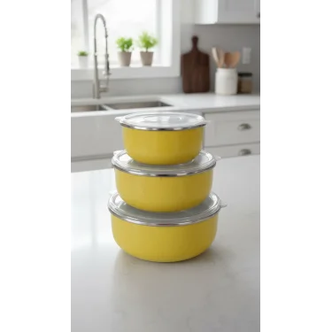 Prestijli Italyan Emaye 3lü Saklama Seti – 14/16/18 cm