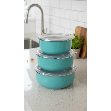 İtalyadan Şıklık: Zarif Emaye Saklama Seti 14/16/18 cm