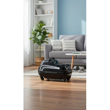 Lüks 360° Dönebilen ABS Çocuk Valizi Siyah