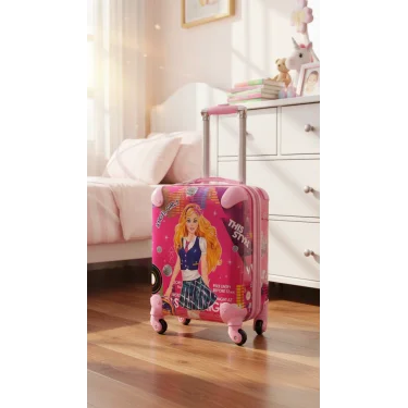 Premium Pembe Kız Çocuk Valizi – ABS 360° Dönüşlü Lüks Model