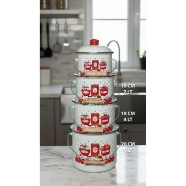 Zarif İtalyan Emaye Yoğurt & Tencere Seti – Lüks ve Dayanıklı Mutfak Ekipmanı