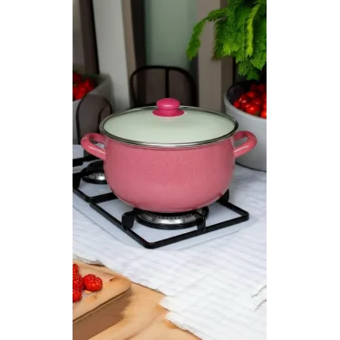 Luxe Emaye 24 cm Kırmızı Yoğurt Tenceresi – 5.5 L