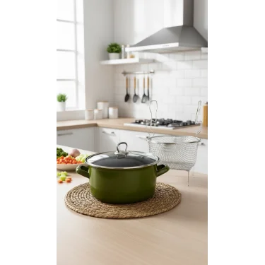 Milano Premium 22 cm Zeytin Yeşili Kızartma Tenceresi – 4,5 L