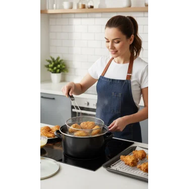 Emaye Kızartma Tenceresi 22 Cm 4,5 Lt