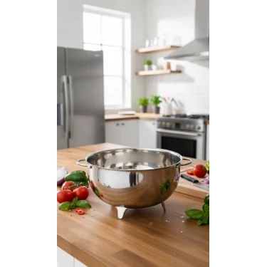 Lüx 25 cm Paslanmaz Çelik Ayaklı Makarna & Pirinç Süzgeci