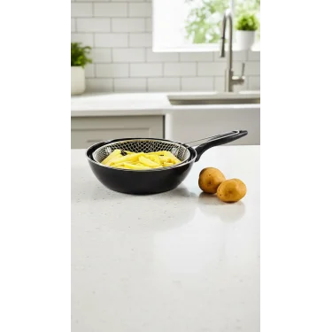 Lüx Elite 26 cm Lüks Fritöz Kızartma Tavası – Siyah Şıklık