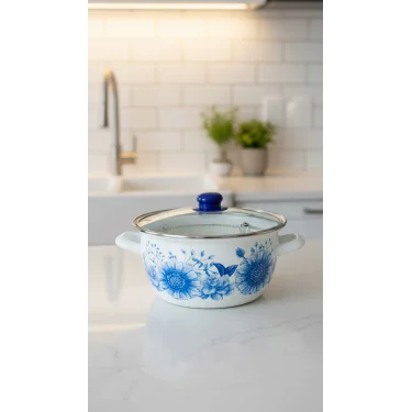 Torino Mavi Emaye Kızartma Tenceresi 22 cm – Premium Şıklık