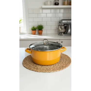 Milano Cat Lüks 22 cm Kızartma Tenceresi – 4,5 L, Sarı