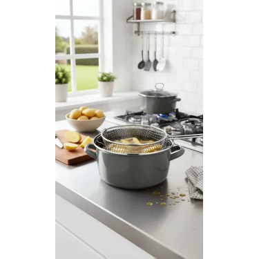 Milano Kızartma Tenceresi Antrasit Gri 22 Cm 4,5 Lt